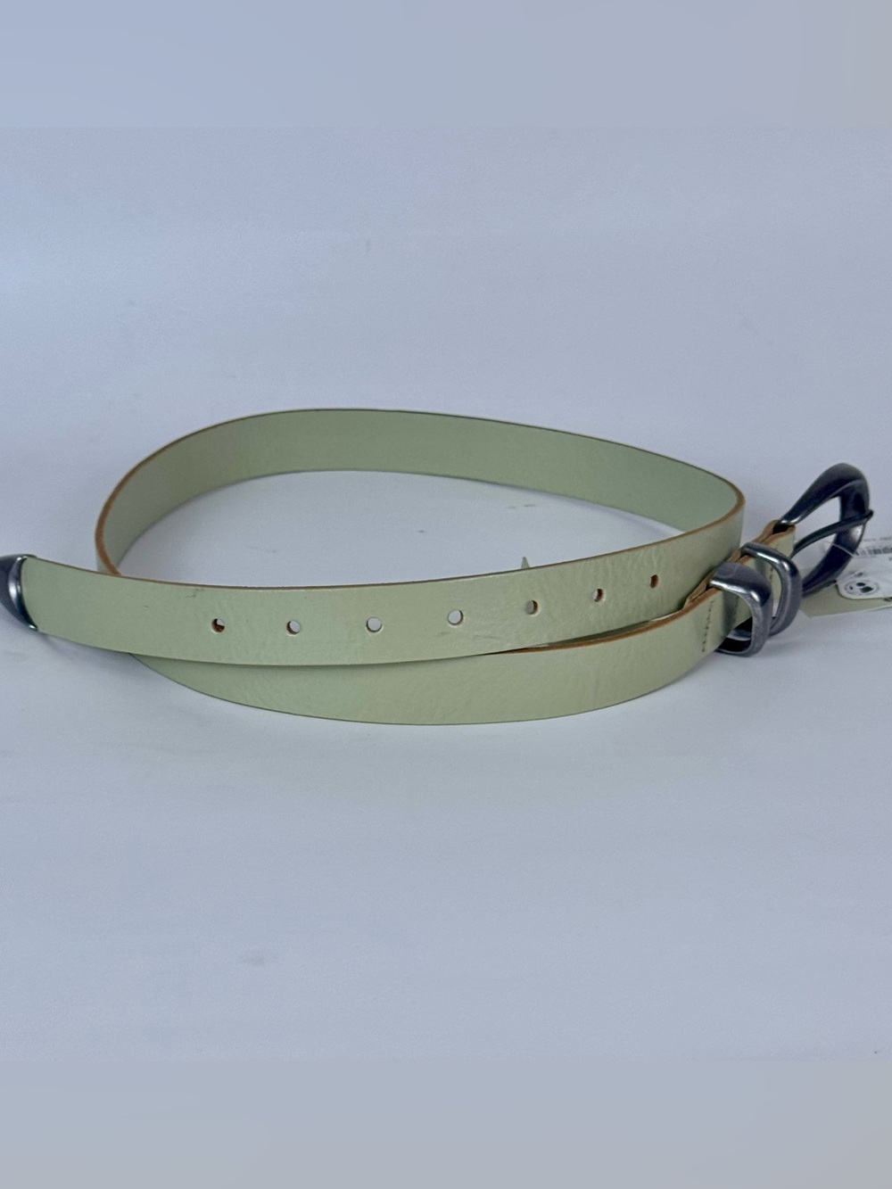 Free People Belt Dried Sage Green Leather Metal Buckle S/M - Picture 10 of 10